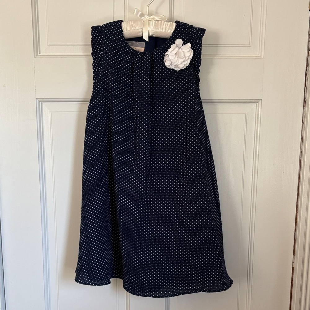 Pippa & Julie Navy Dress with White Floral Detail